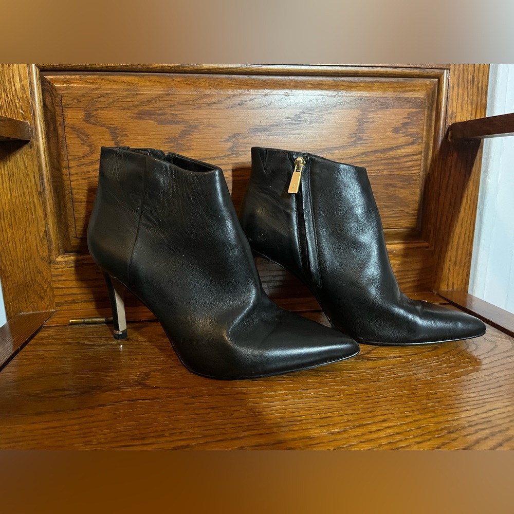 Black Leather Heeled Boots